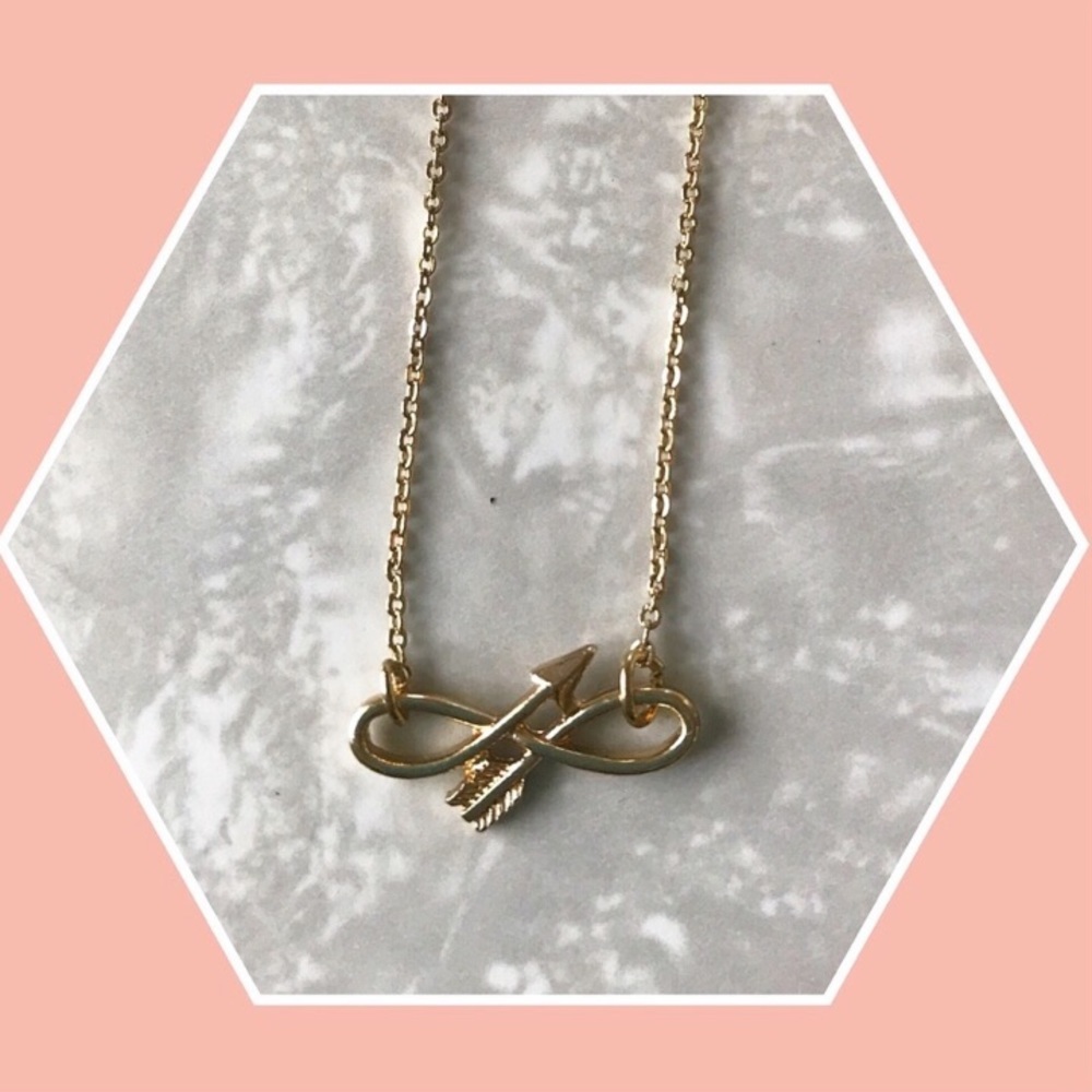 Arrow infinity dainty necklace gold tone charm pendant